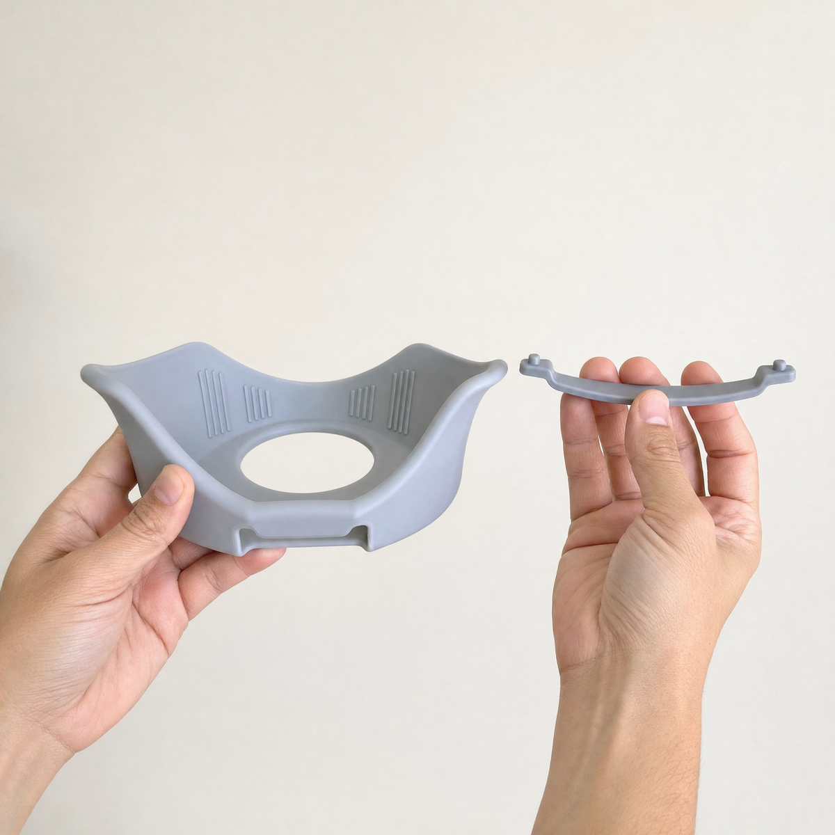 Bed sheet fastener shown at hand scale
