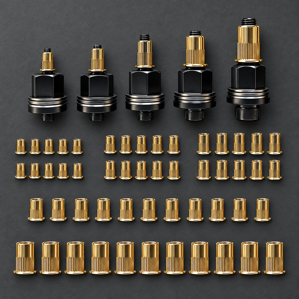 Rivet nut tool accessory kit organized view