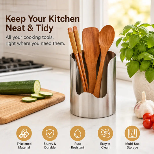 Thickened Stainless utensil organizer on a clean background